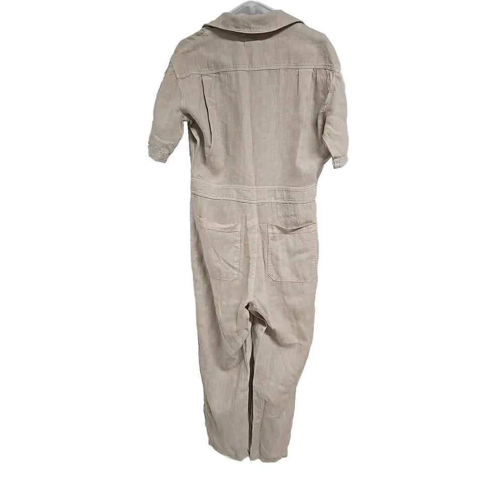 MATE the Label Cream Short-Sleeve Linen Jumpsuit - Picture 4 of 10